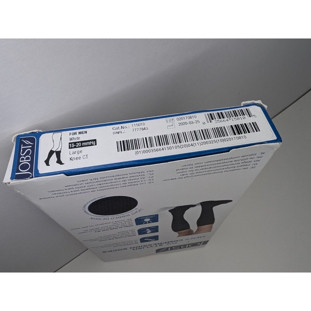 Jobst For Men Compression Socks 15-20mmHg Size Large White Knee Length - Picture 4 of 4